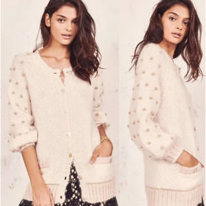 LoveShackFancy Jacket Ivory Boyfriend Large Mohair Wool Nuri Style Alpine Dreams